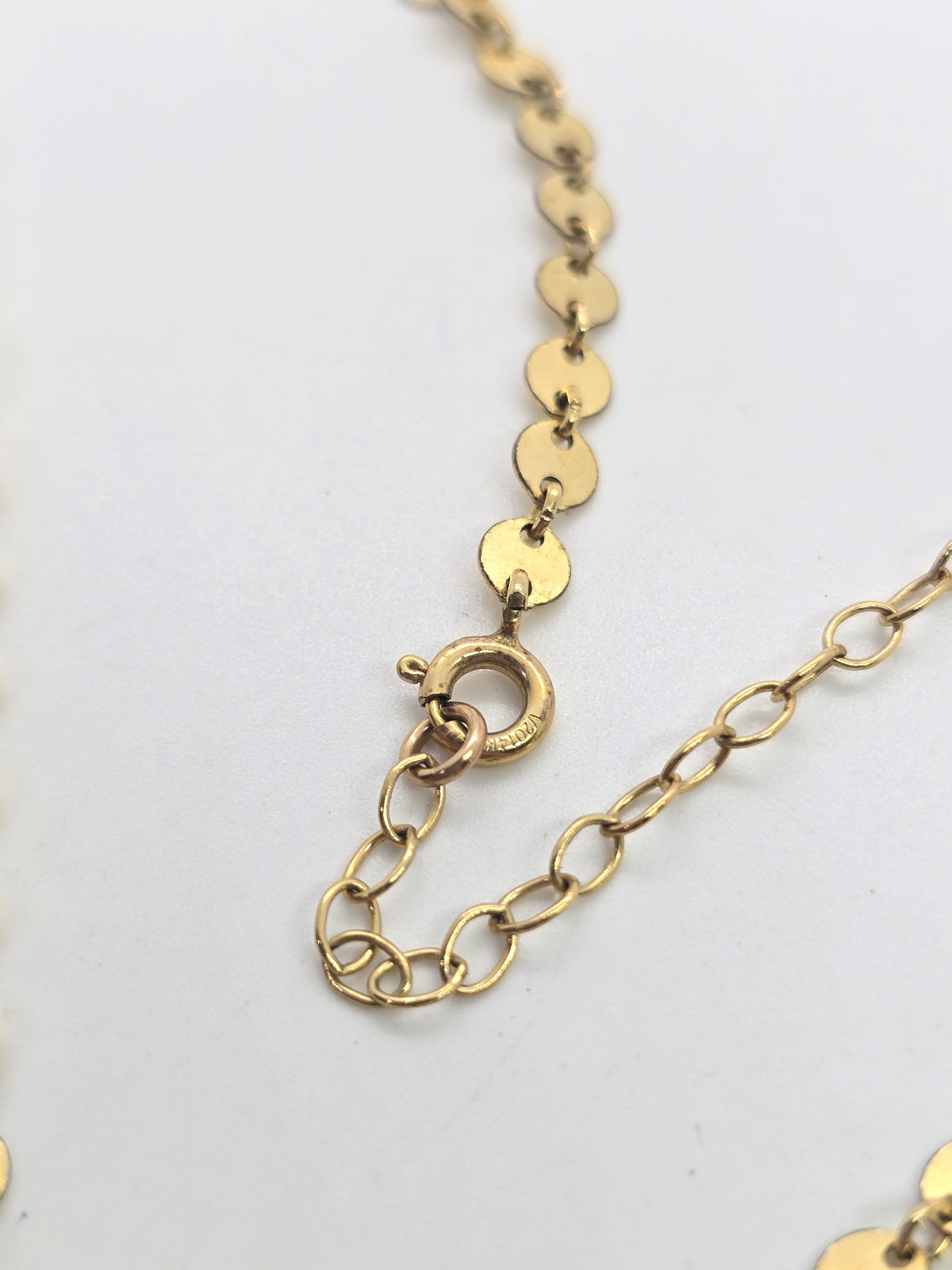 Sequin disk chain Mariner link vintage 14k yellow gold filled sparkling signed necklace