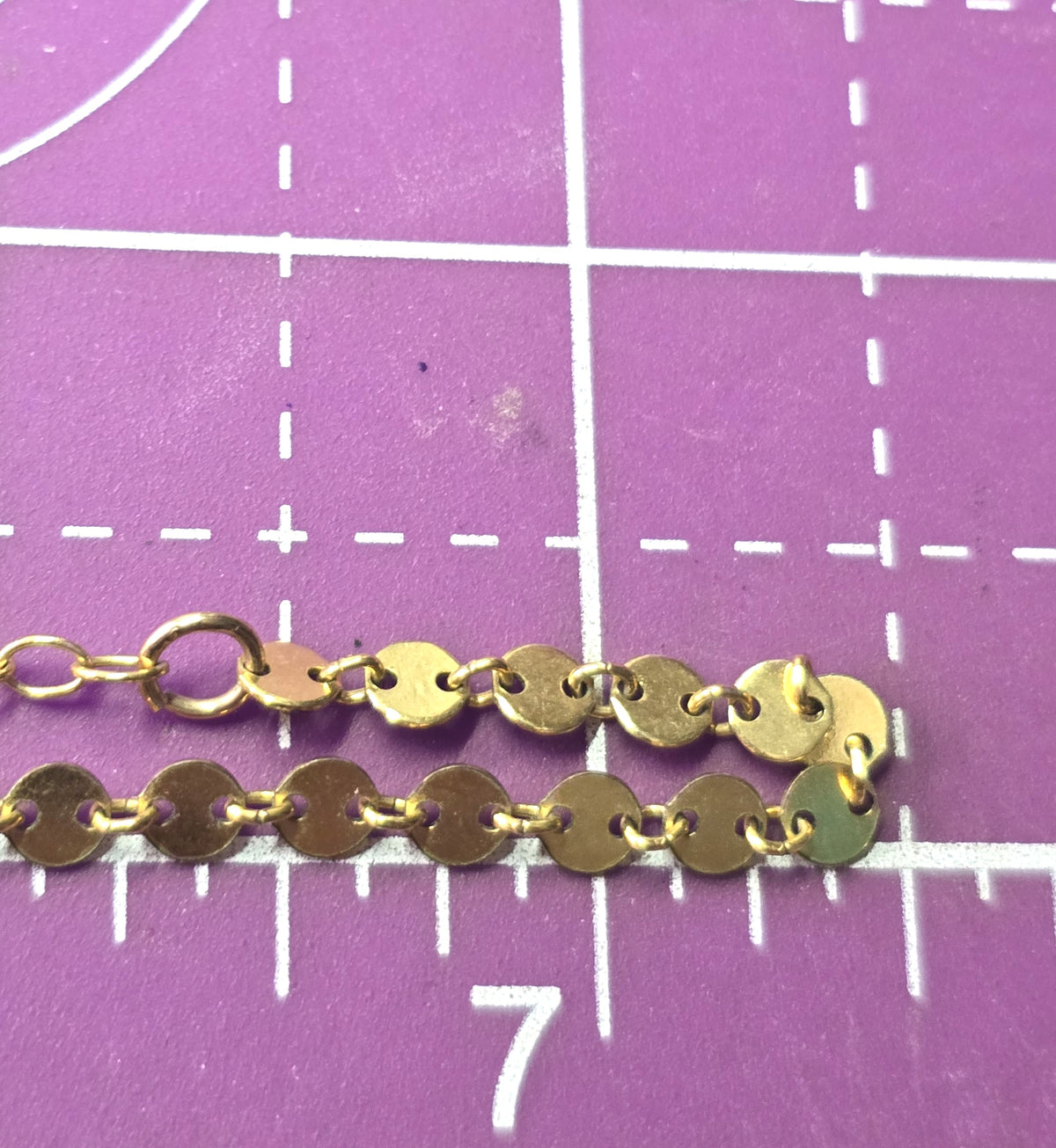Sequin disk chain Mariner link vintage 14k yellow gold filled sparkling signed necklace