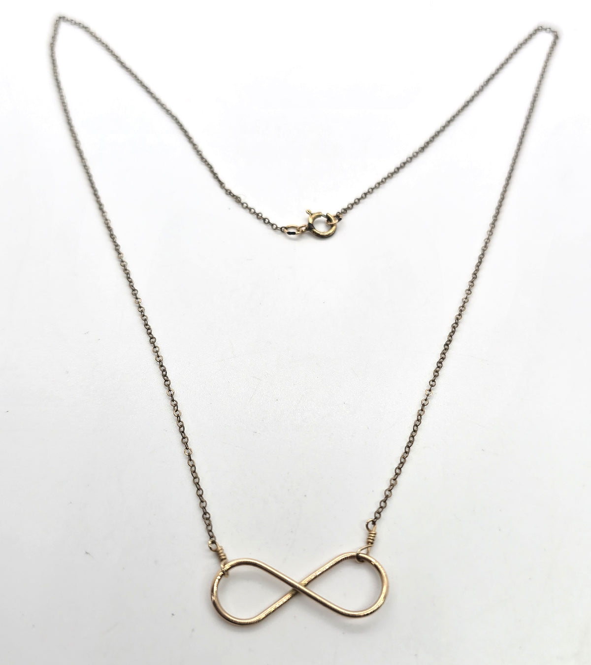 Floating infinity forever 14k yellow gold filled vintage pendant necklace