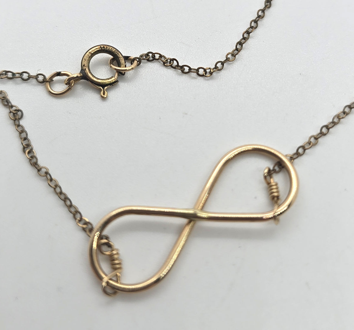 Floating infinity forever 14k yellow gold filled vintage pendant necklace