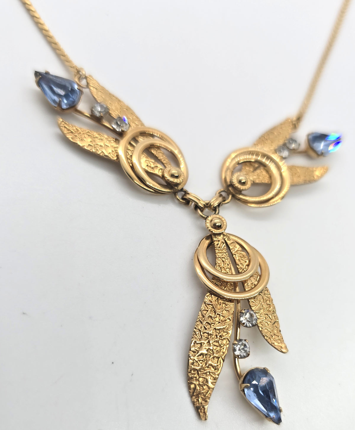 Van Dell Blue Rhinestone 12k Gold Filled vintage rhinestone necklace