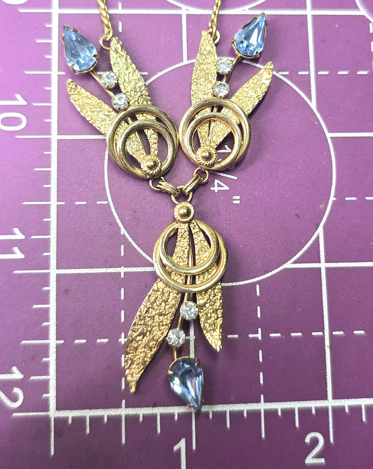 Van Dell Blue Rhinestone 12k Gold Filled vintage rhinestone necklace