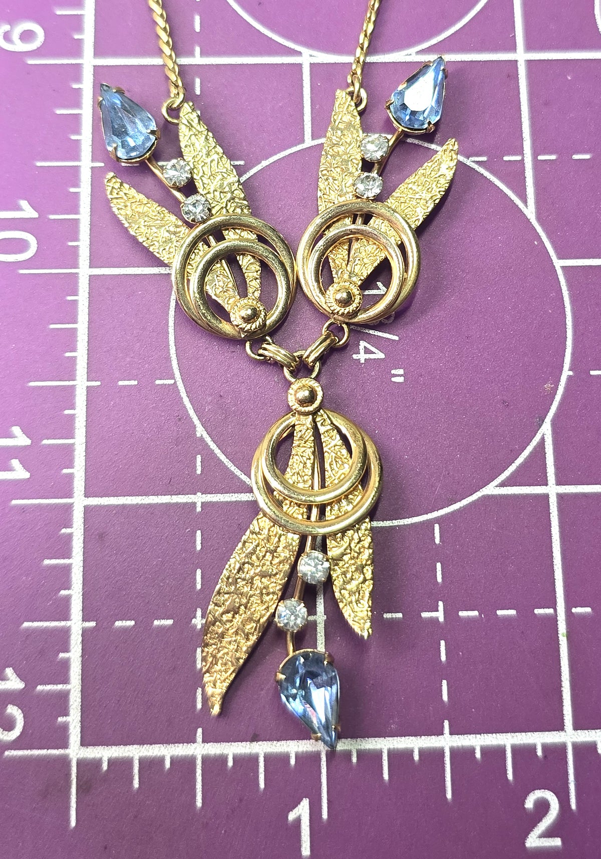 Van Dell Blue Rhinestone 12k Gold Filled vintage rhinestone necklace