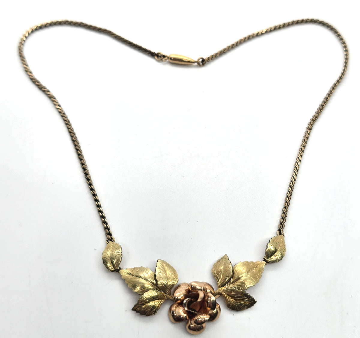 Krementz Rose signed Rose and Yellow Gold Filled vintage statement necklace