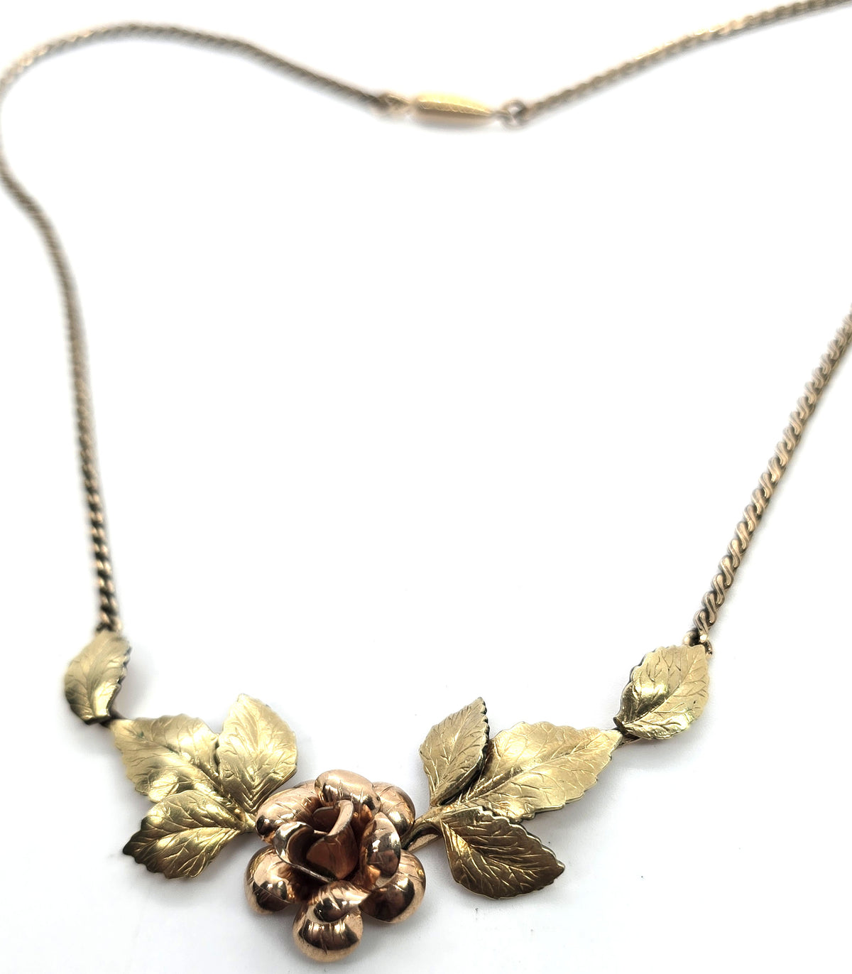 Krementz Rose signed Rose and Yellow Gold Filled vintage statement necklace