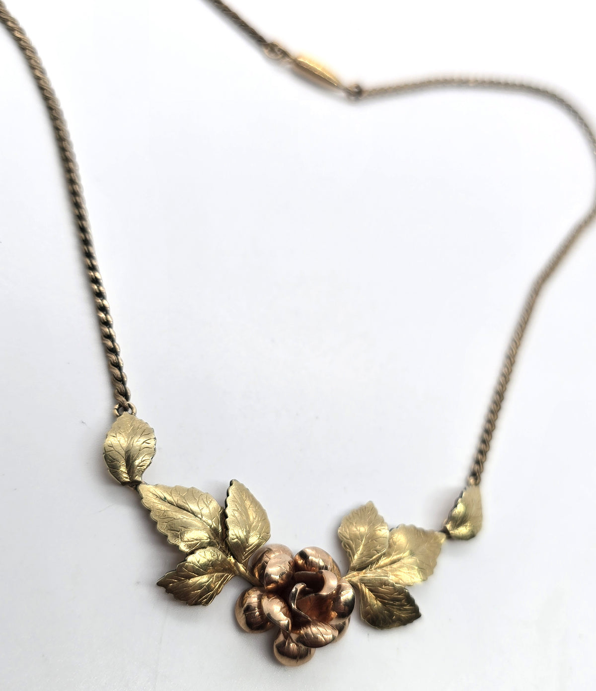 Krementz Rose signed Rose and Yellow Gold Filled vintage statement necklace
