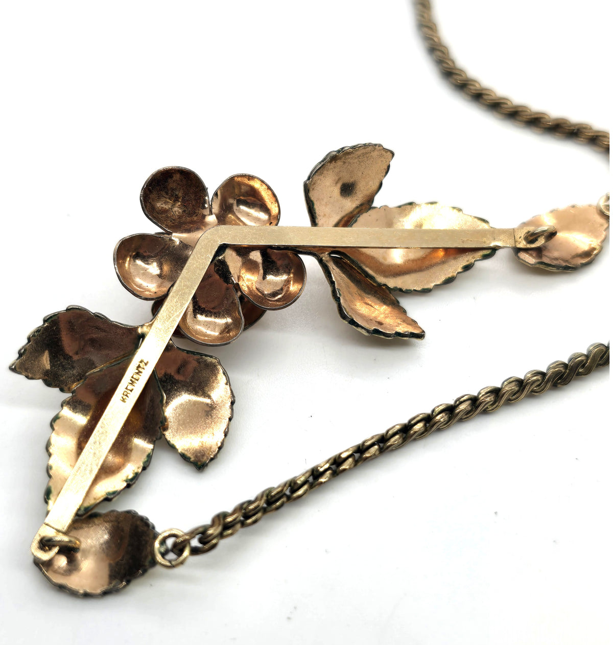 Krementz Rose signed Rose and Yellow Gold Filled vintage statement necklace