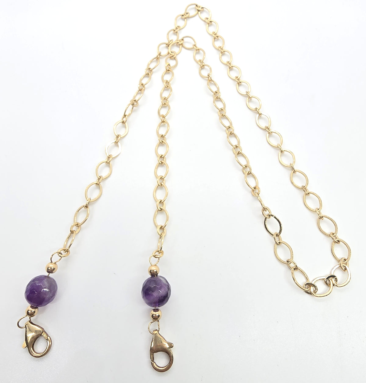 Amethyst beaded vintage 14k gold filled eye glass saver necklace chain
