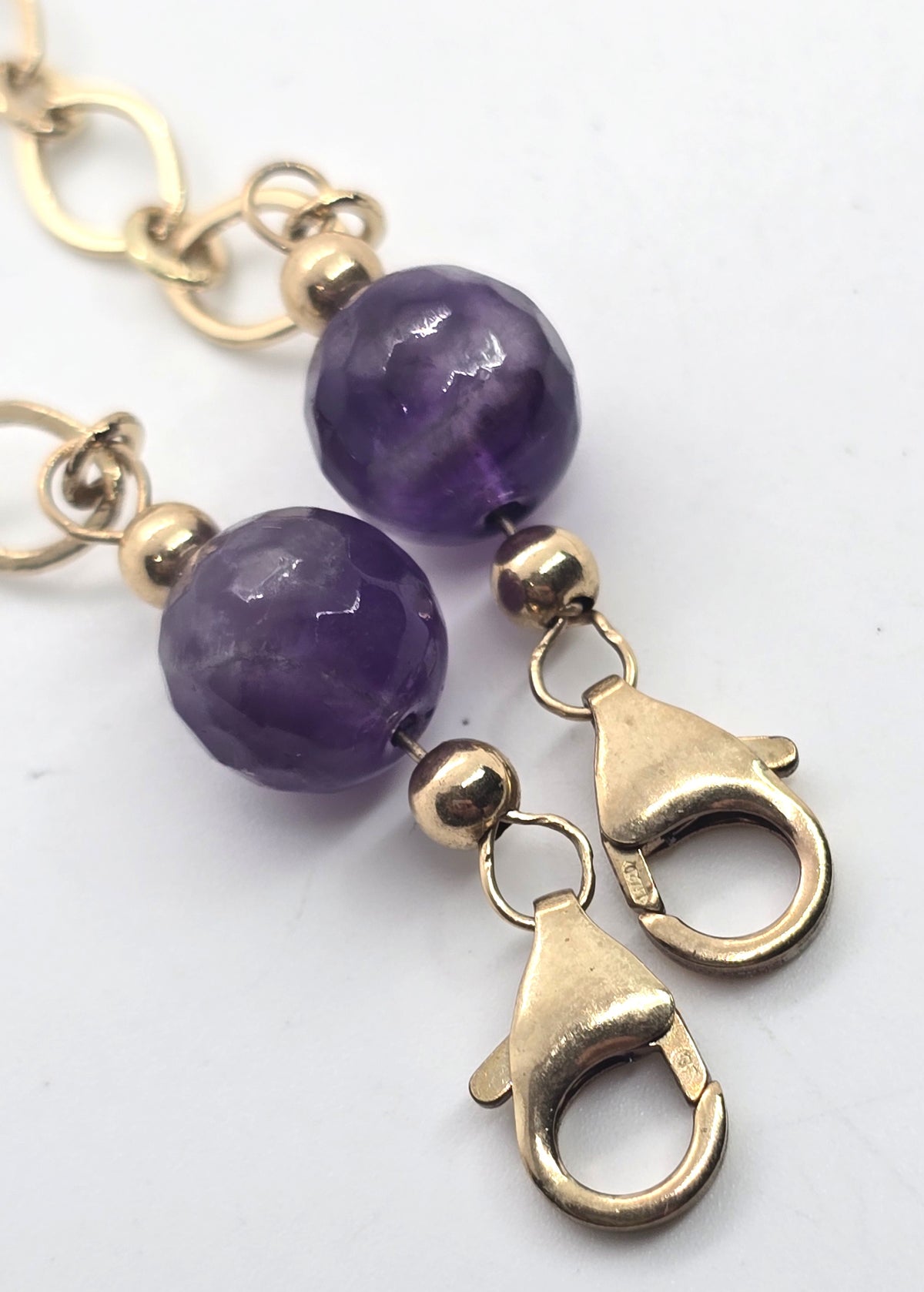 Amethyst beaded vintage 14k gold filled eye glass saver necklace chain