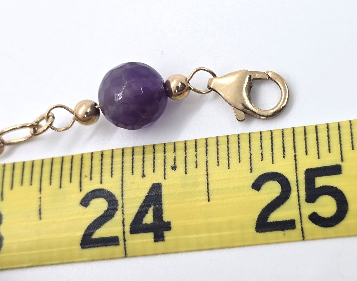 Amethyst beaded vintage 14k gold filled eye glass saver necklace chain