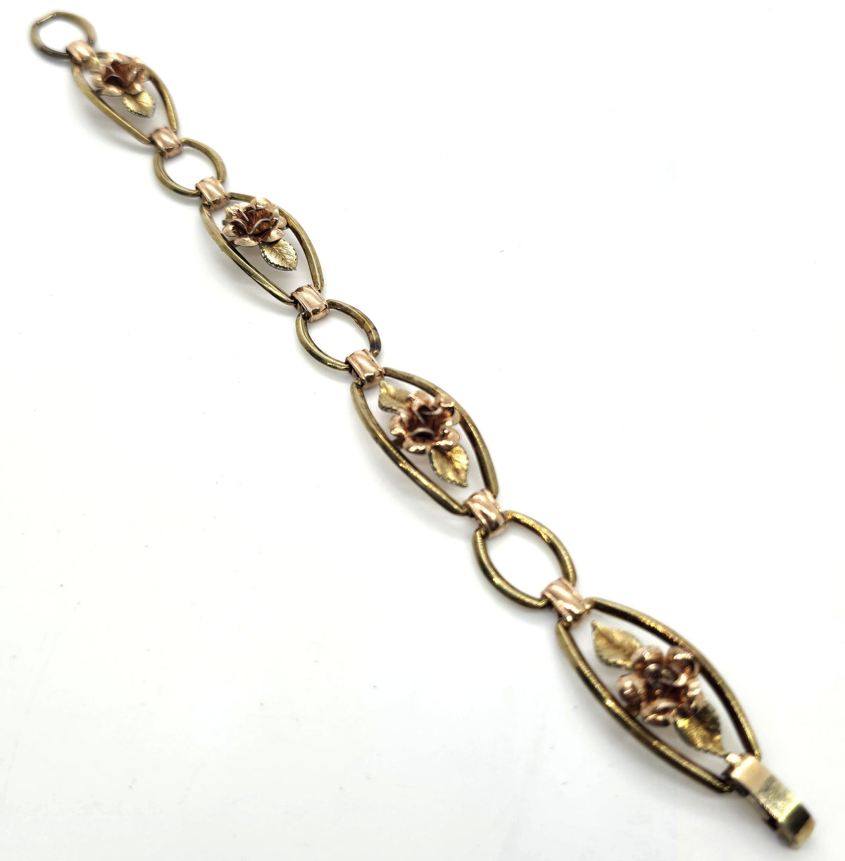 Krementz Rose signed Rose and Yellow Gold Filled vintage tennis bracelet