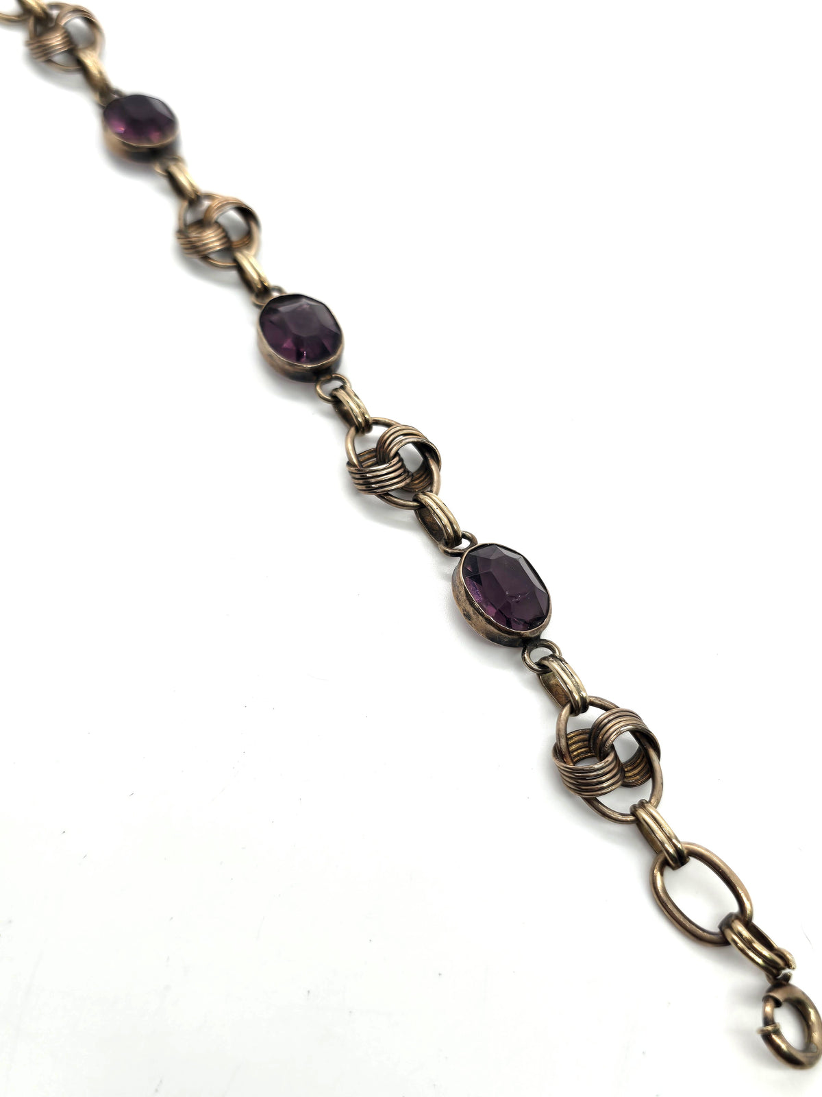 Walter Lampl Carl Art purple art glass vintage 12k yellow gold filled Art Deco bracelet