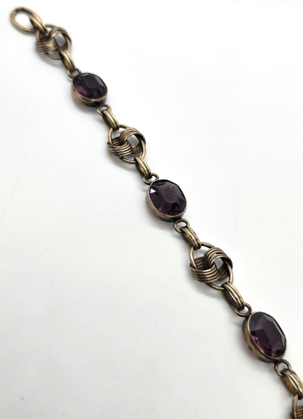 Walter Lampl Carl Art purple art glass vintage 12k yellow gold filled Art Deco bracelet