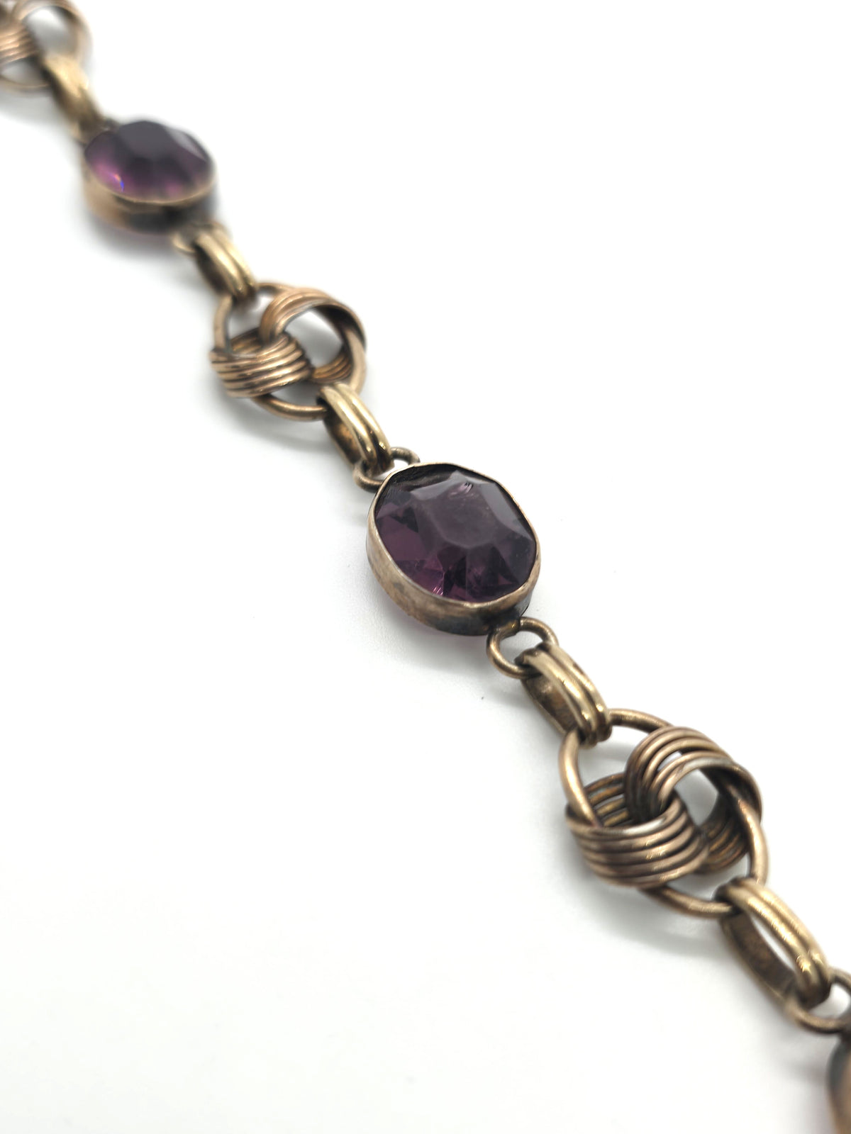 Walter Lampl Carl Art purple art glass vintage 12k yellow gold filled Art Deco bracelet