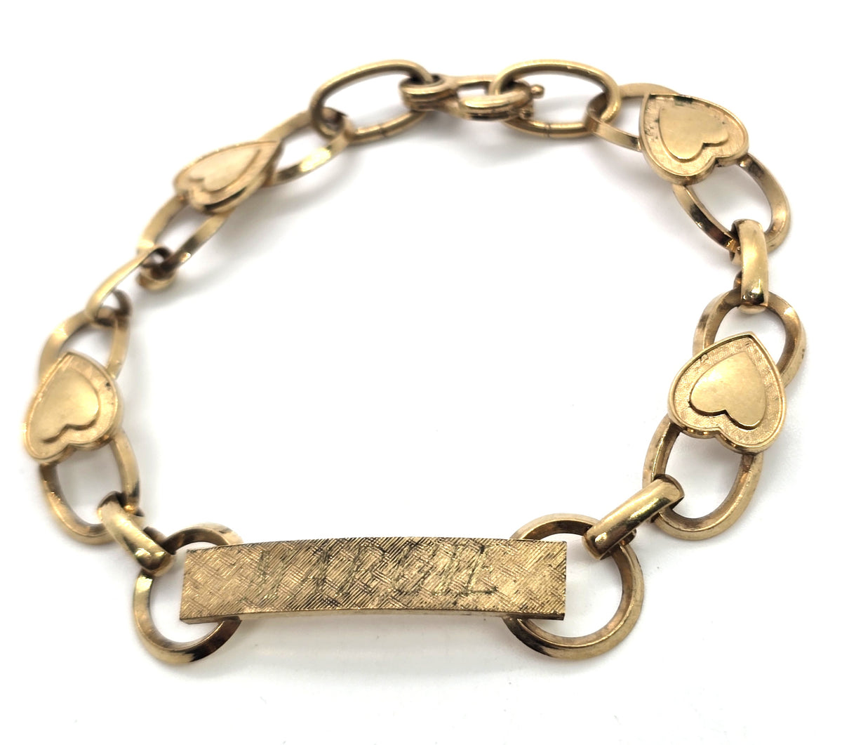 La Mode vintage 12k yellow gold filled sweetheart bracelet with name plate