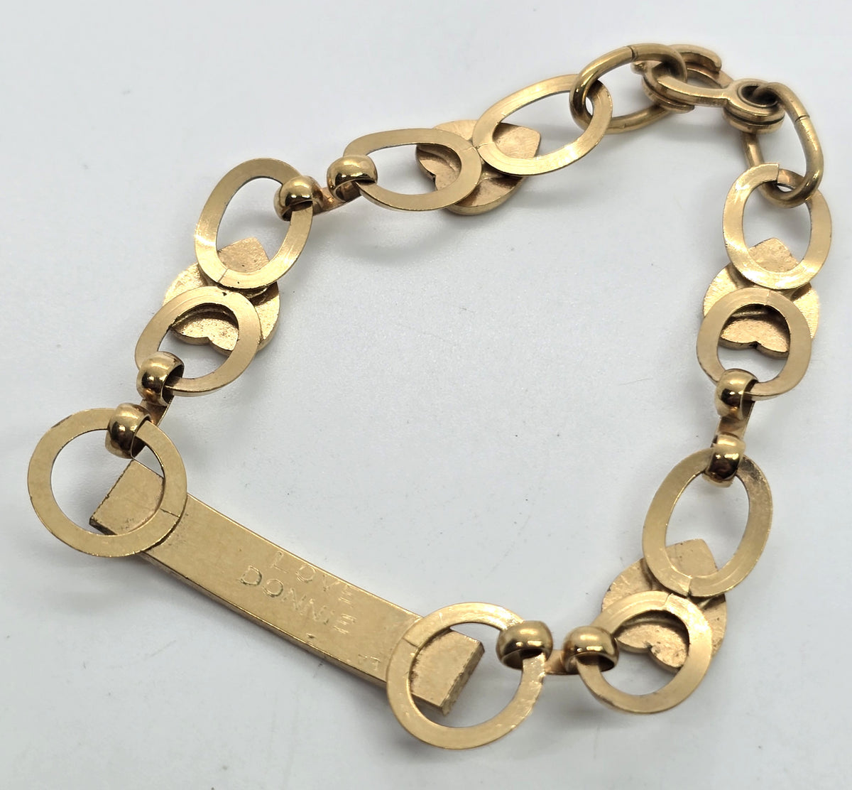 La Mode vintage 12k yellow gold filled sweetheart bracelet with name plate