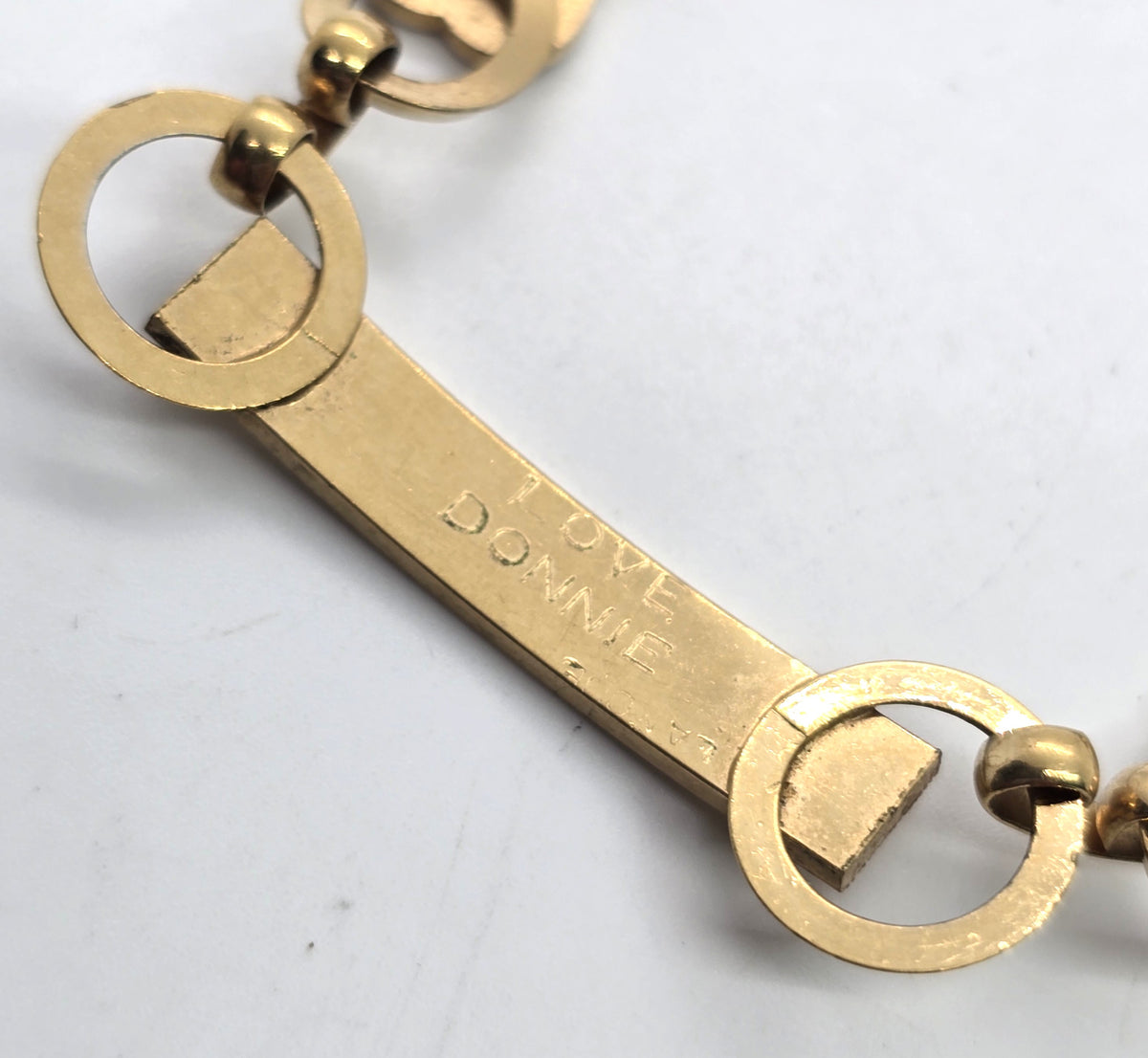 La Mode vintage 12k yellow gold filled sweetheart bracelet with name plate