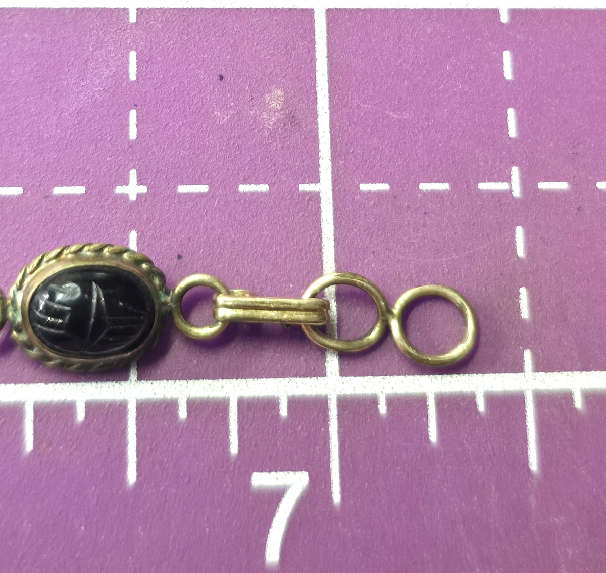 Carla Scarab carved gemstone 12k yellow Gold filled vintage signed bracelet
