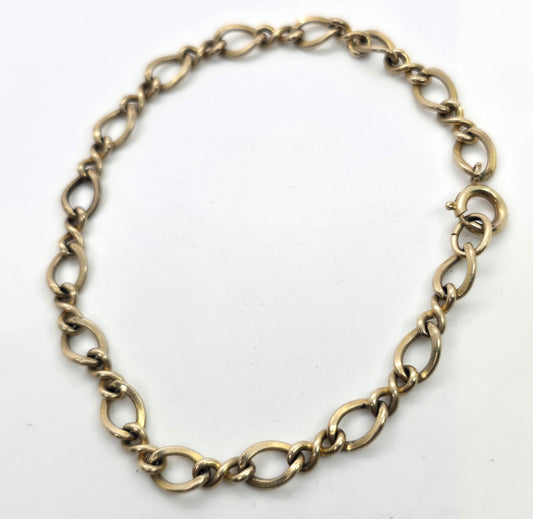Vintage 12k yellow gold filled alternating link bracelet 7.5 inches
