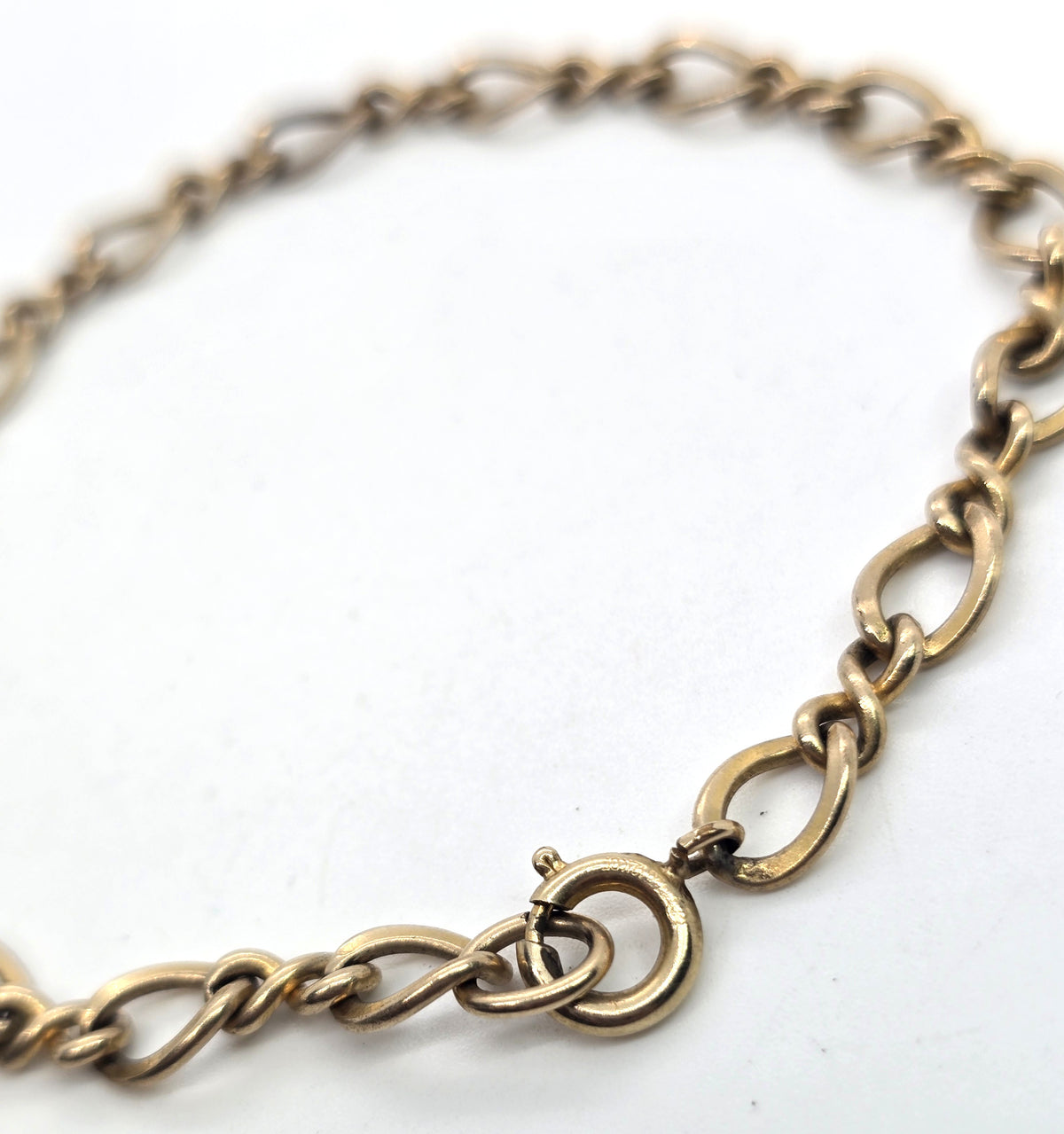 Vintage 12k yellow gold filled alternating link bracelet 7.5 inches