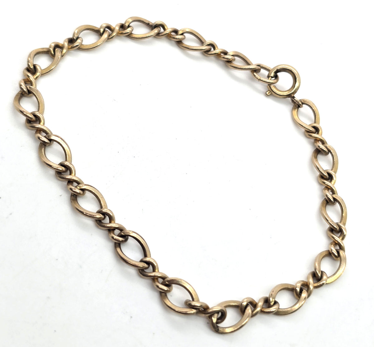 Vintage 12k yellow gold filled alternating link bracelet 7.5 inches