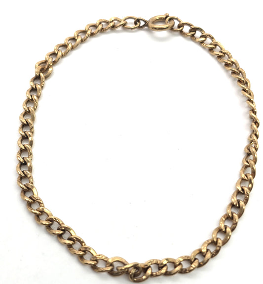 Art Deco Antique stamped link yellow gold filled curb chain bracelet 7.5 inches