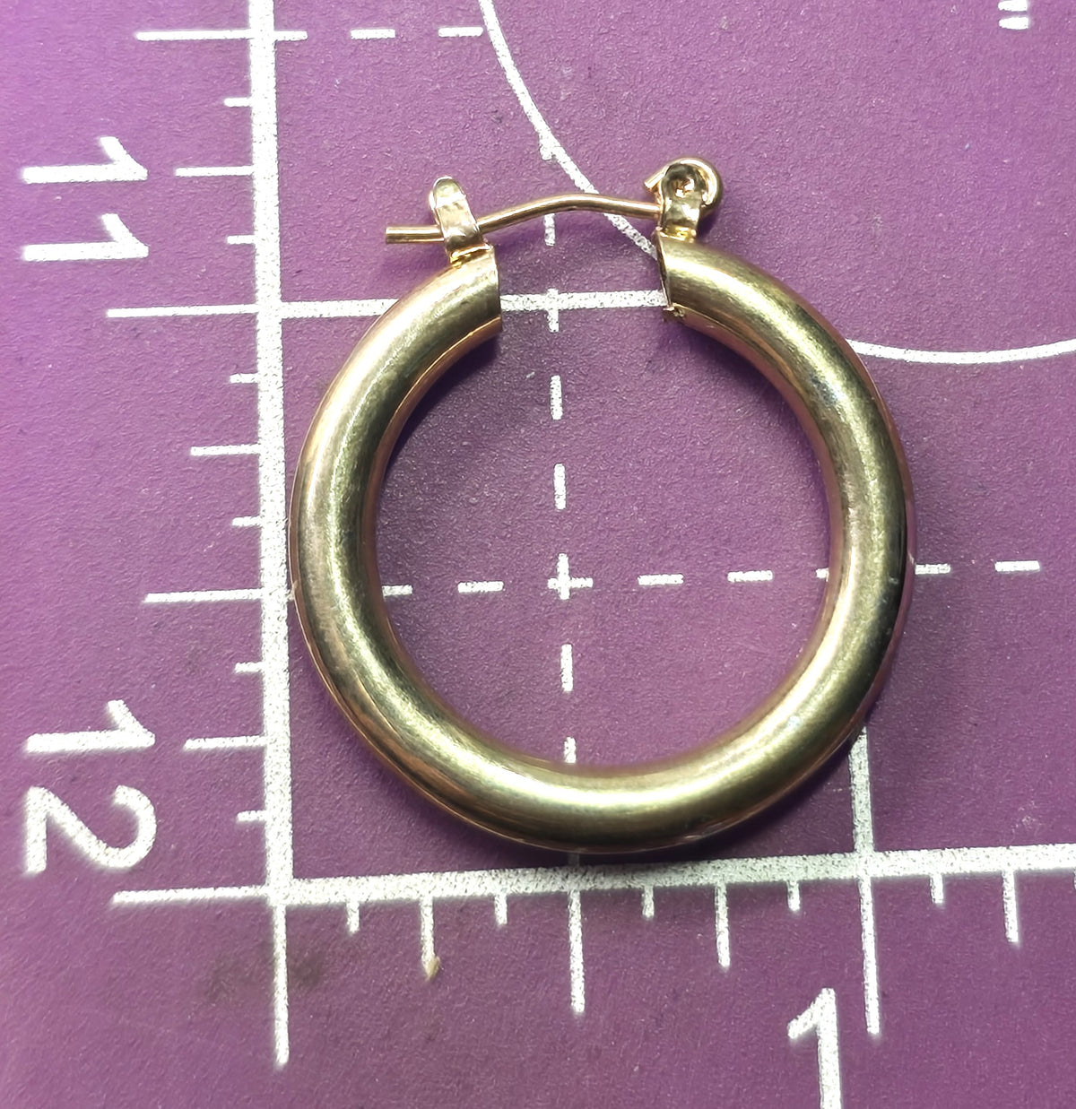 Gold toned retro vintage lever back tube hoop earrings
