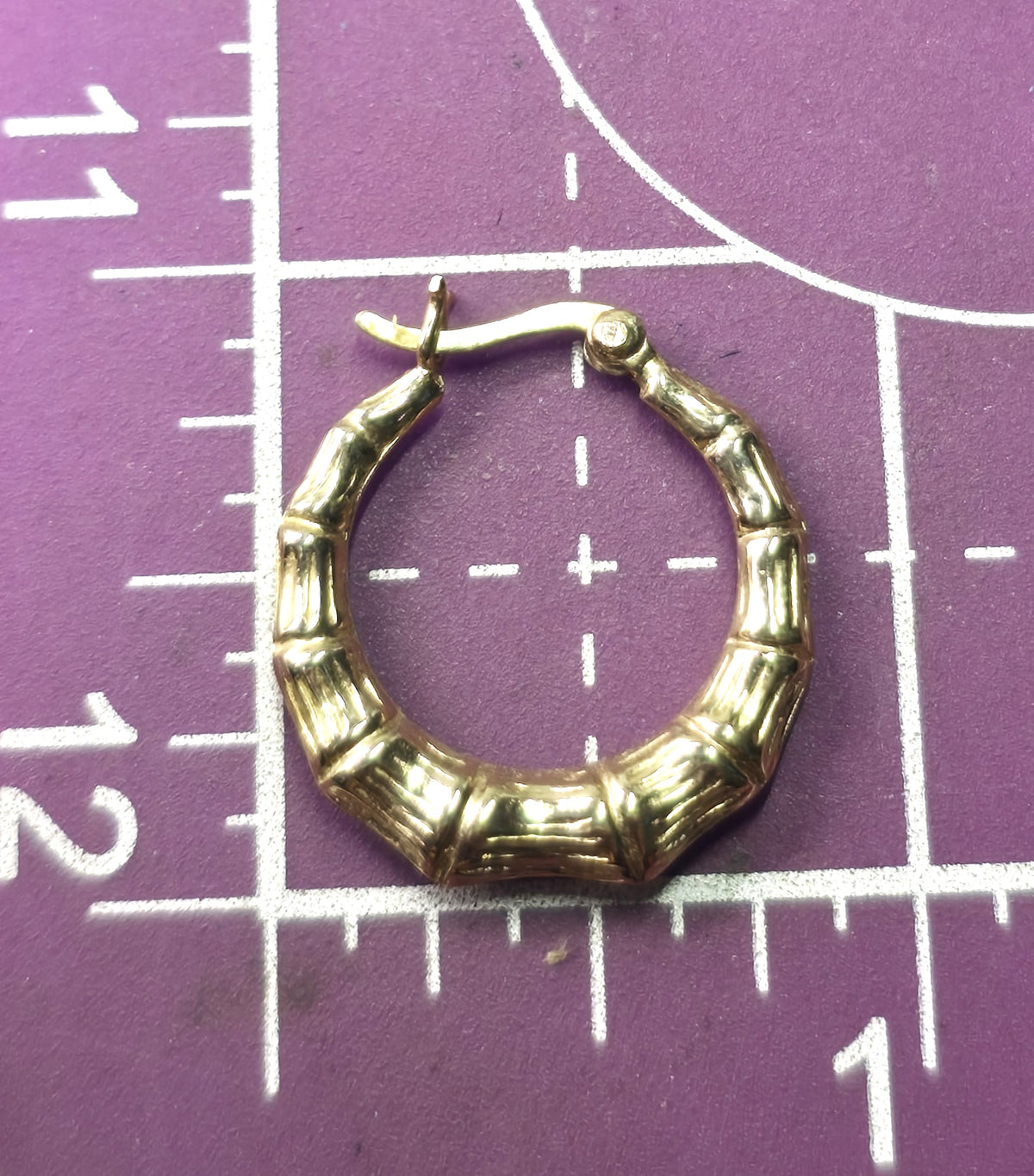 Gold over sterling silver vermeil bamboo lever back vintage hoop earrings