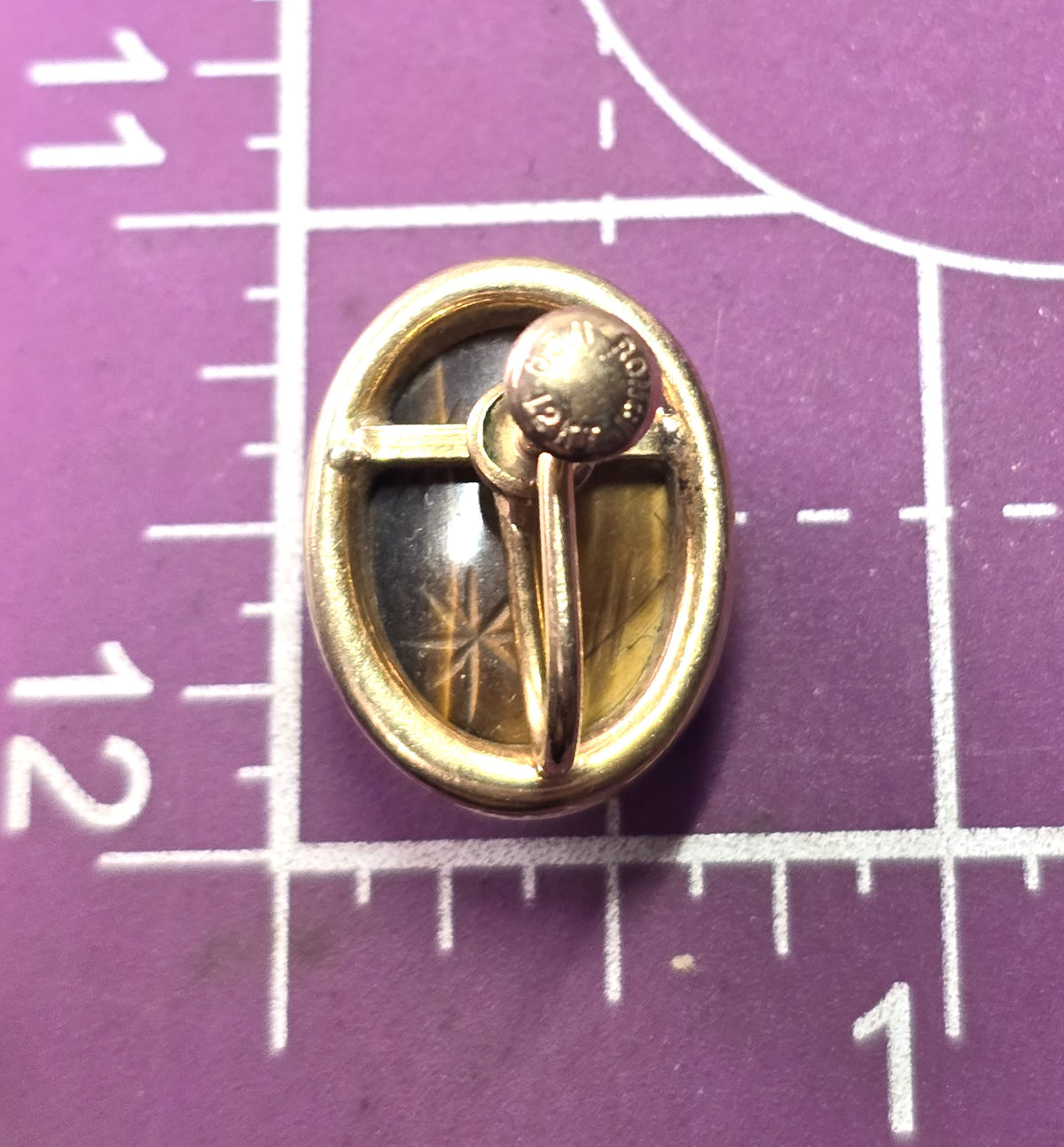 Ronci Egyptian Scarab Khepri tiger's eye vintage 12k gold filled screw back earrings