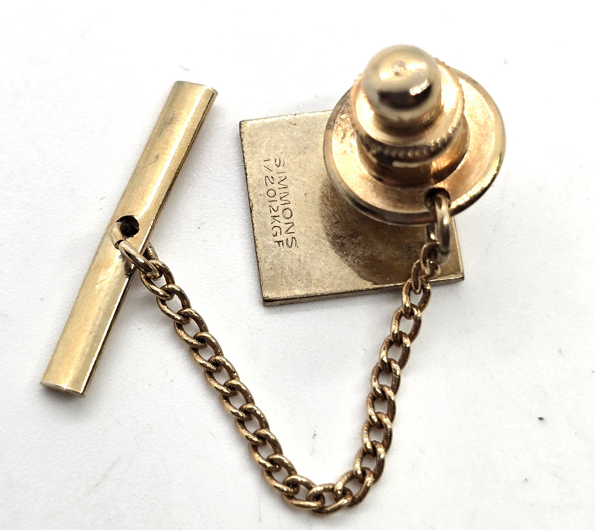 Simmons Art Deco rose yellow and white gold filled vintage tie tack
