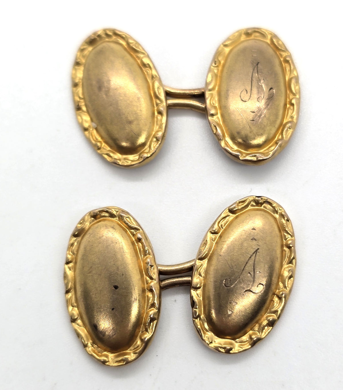 Antique Victorian yellow gold filled vintage monogram A cufflinks
