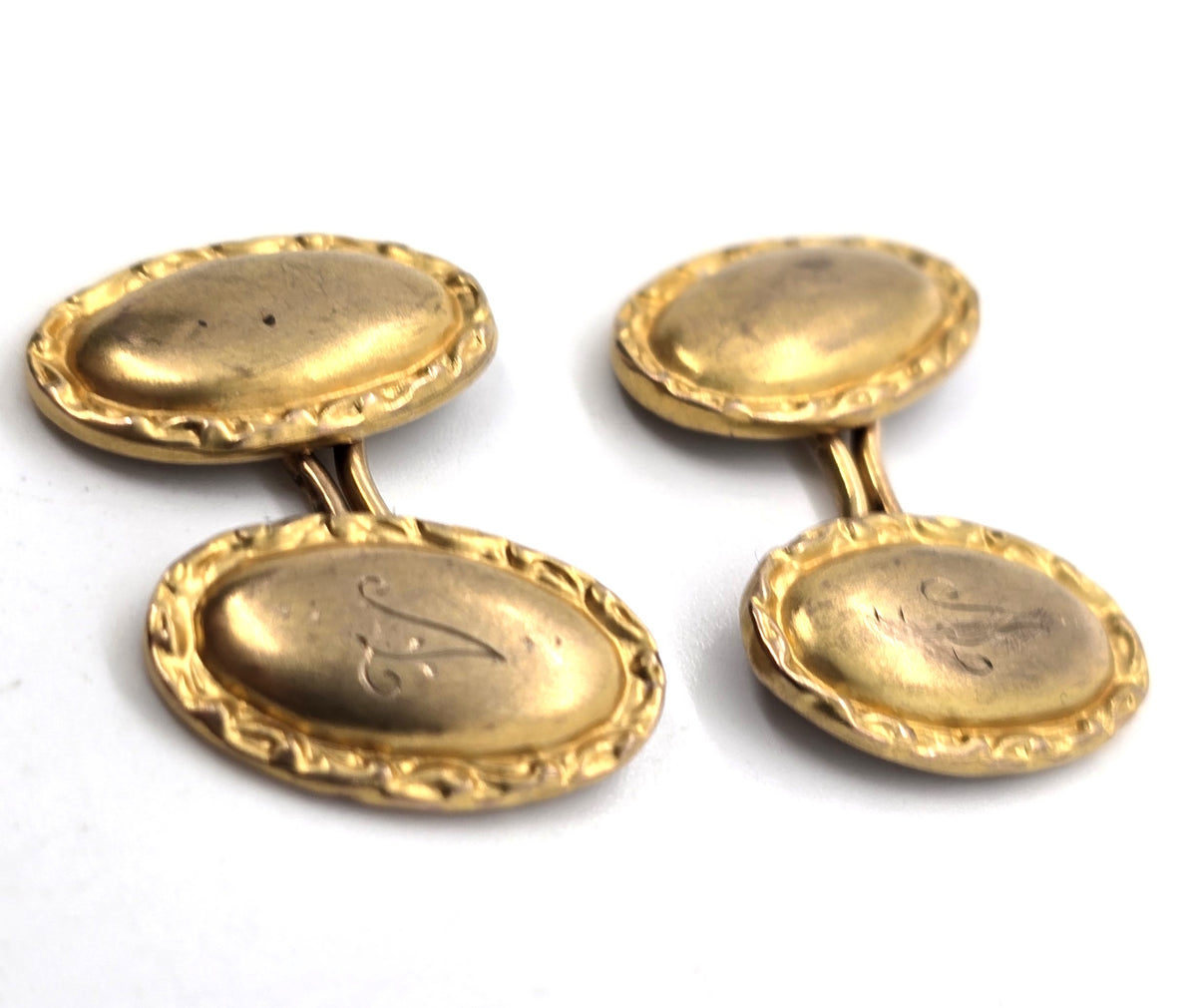 Antique Victorian yellow gold filled vintage monogram A cufflinks