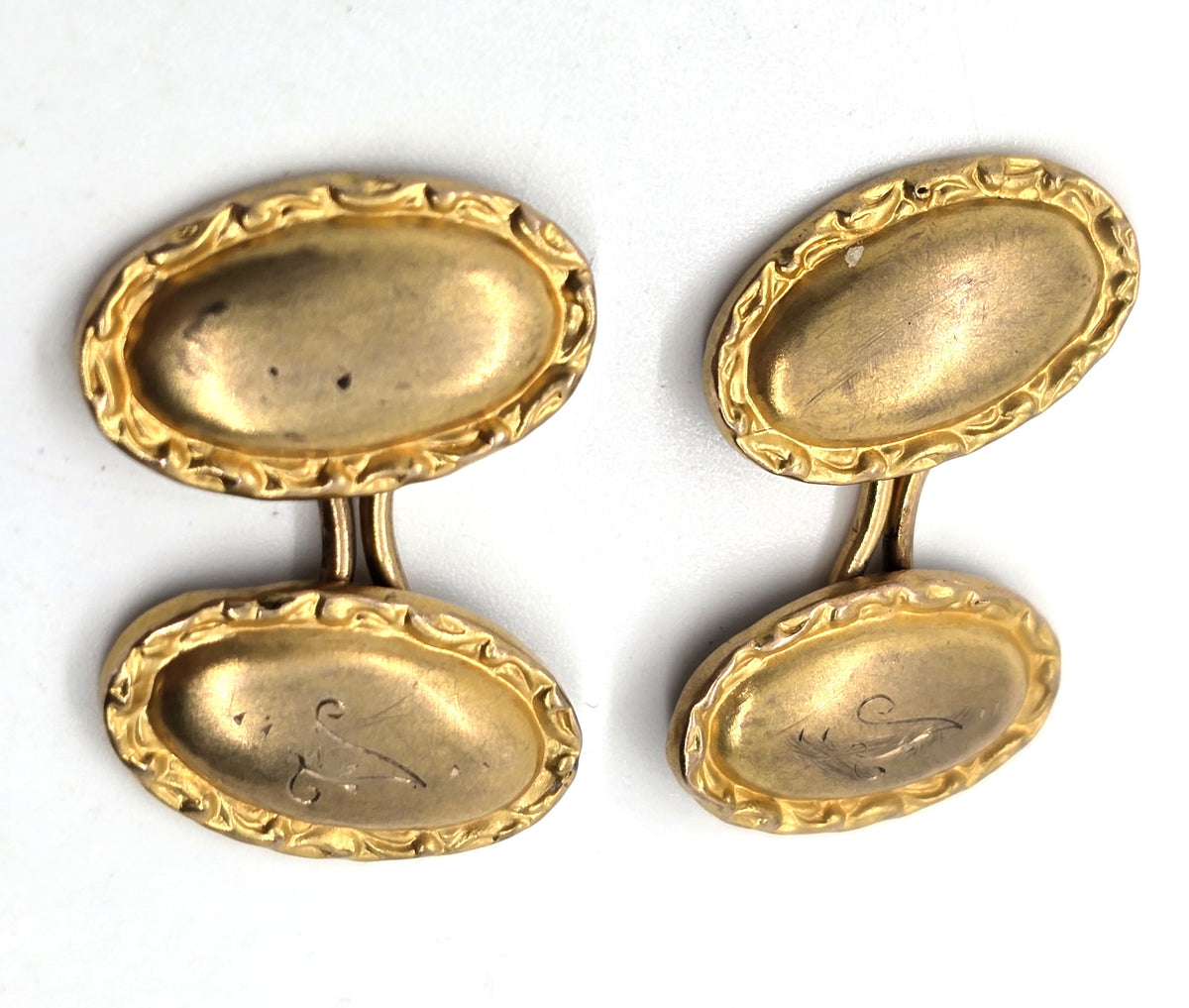 Antique Victorian yellow gold filled vintage monogram A cufflinks
