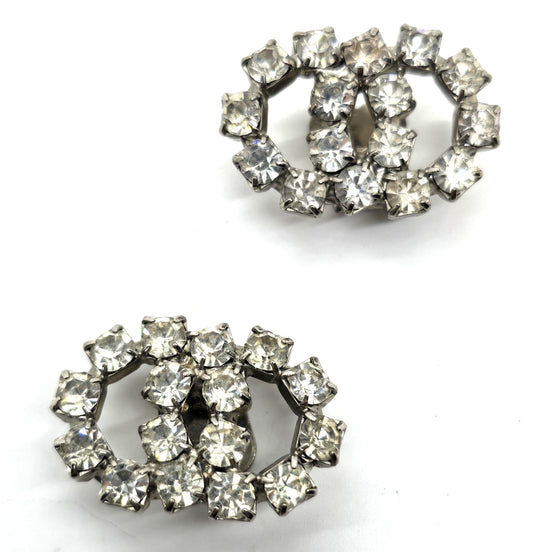 Art Deco clear rhinestone antique shoe clips pair set