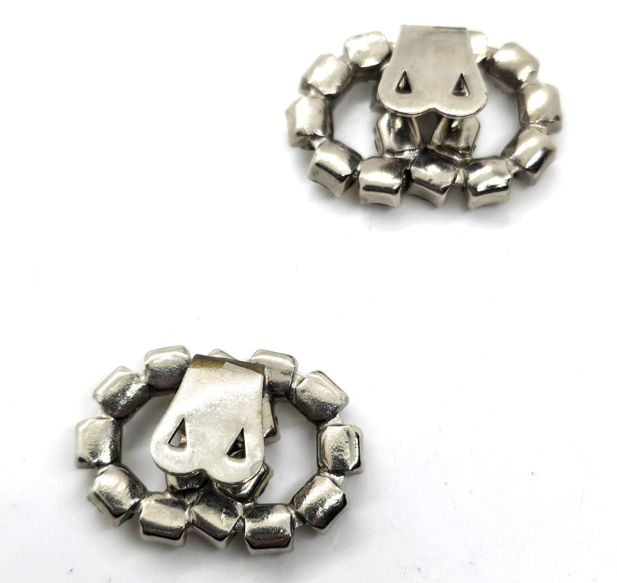 Art Deco clear rhinestone antique shoe clips pair set
