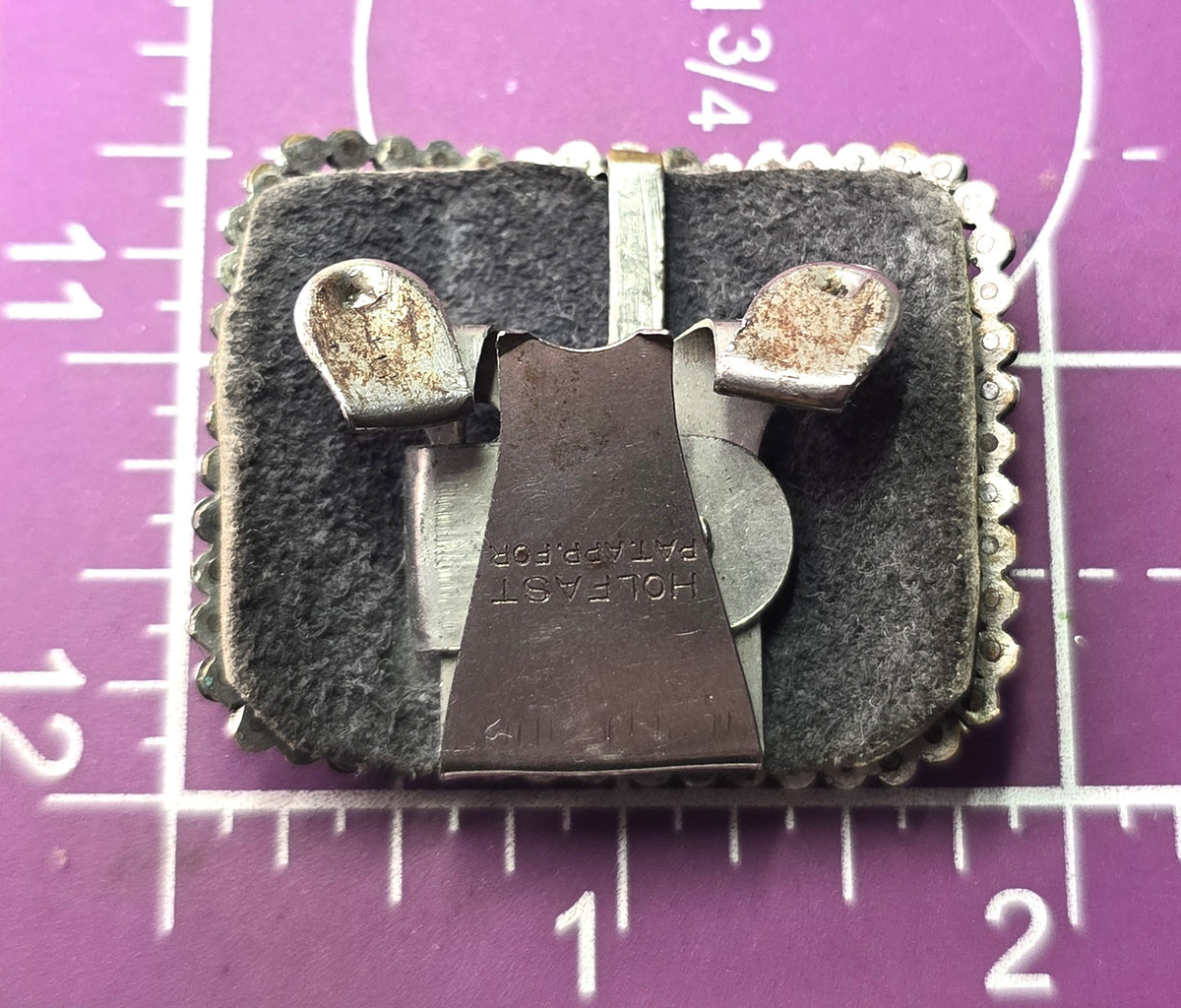 Holfast Victorian French Steel Cut marquis pattern antique shoe clips pair