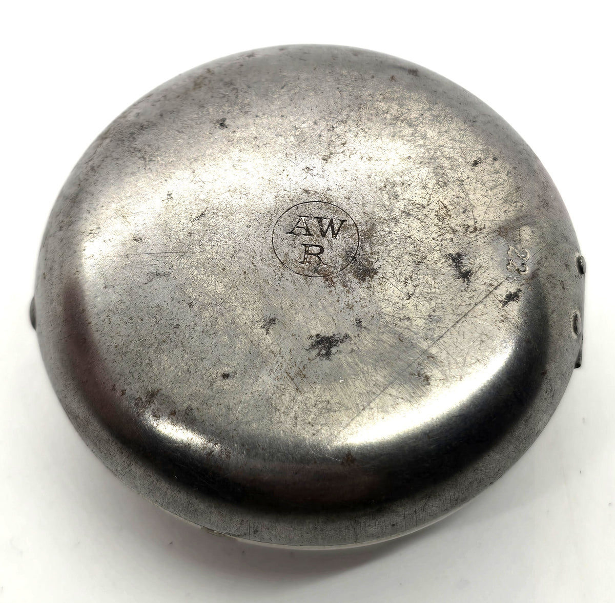 WWII German vintage AWR pocket watch silver toned protector case