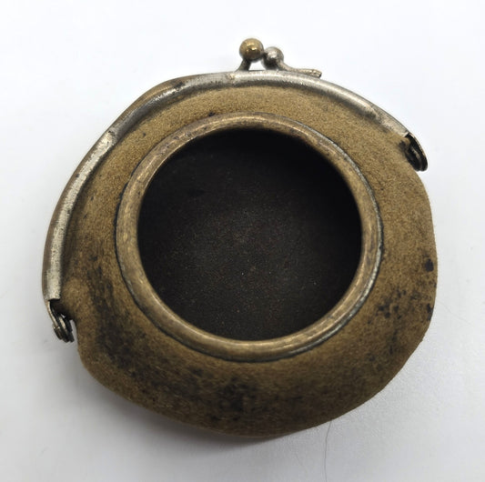 Victorian Leather metal hinged lined vintage pocket watch tan watch protector