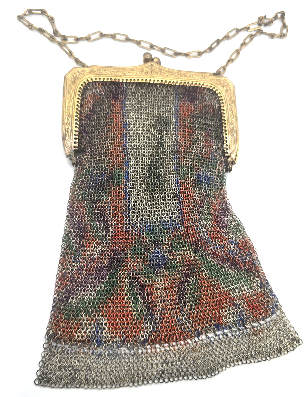 Whiting and Davis antique Art Deco mesh colorful enamel clutch purse