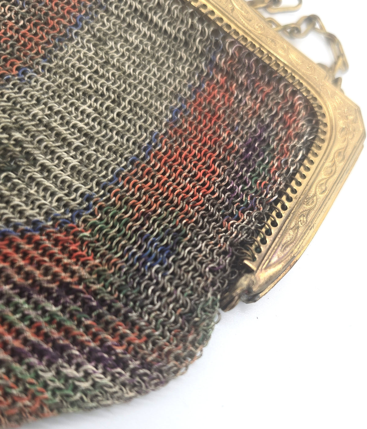 Whiting and Davis antique Art Deco mesh colorful enamel clutch purse