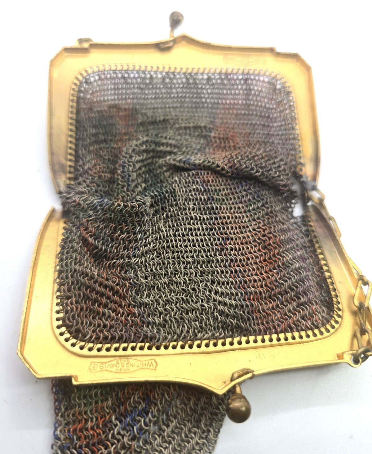 Whiting and Davis antique Art Deco mesh colorful enamel clutch purse