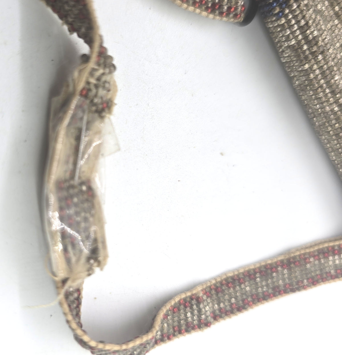 Art Deco hand beaded hand made antique satin purse Repaired strap