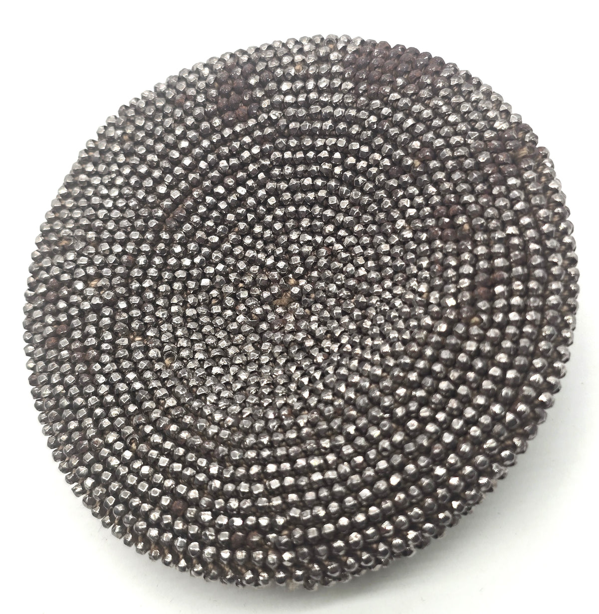Victorian Tam O' Shanter antique French Steel Cut nymph silver plated coin purse 1903
