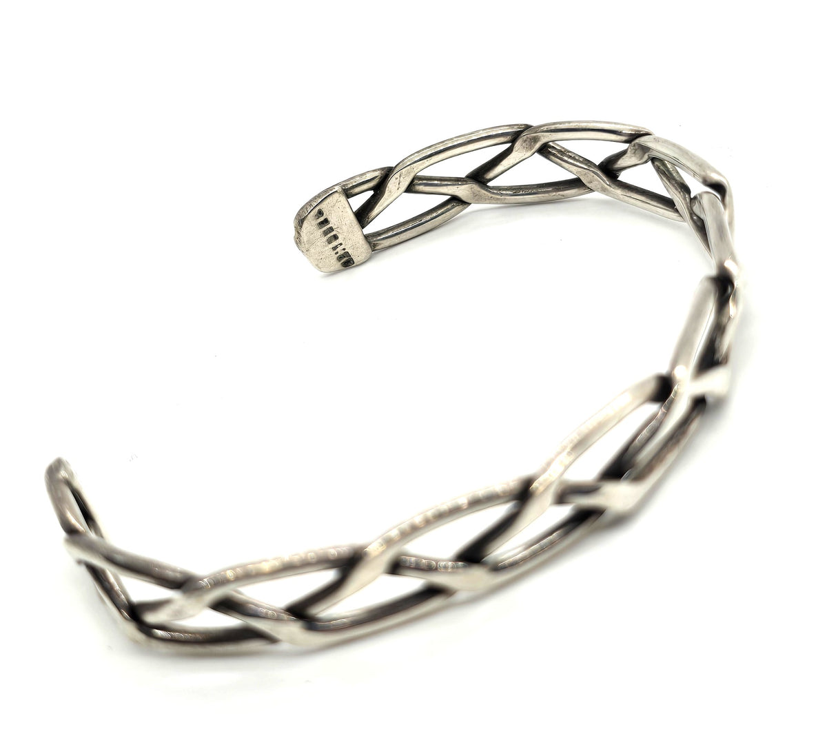 Braided Viking Celtic hammered vintage sterling silver cuff bracelet