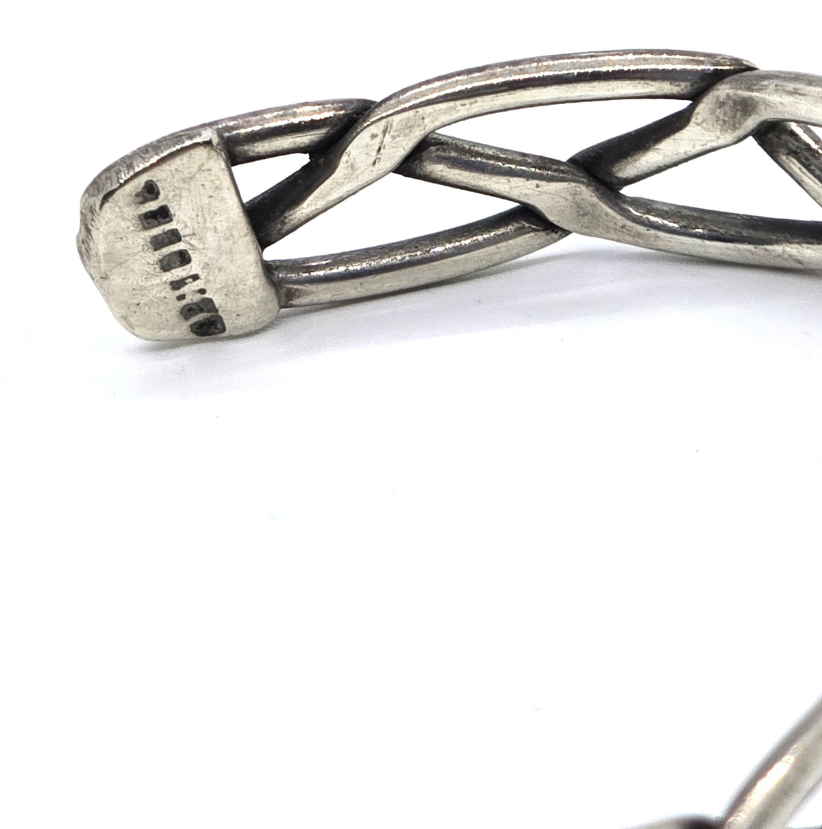 Braided Viking Celtic hammered vintage sterling silver cuff bracelet