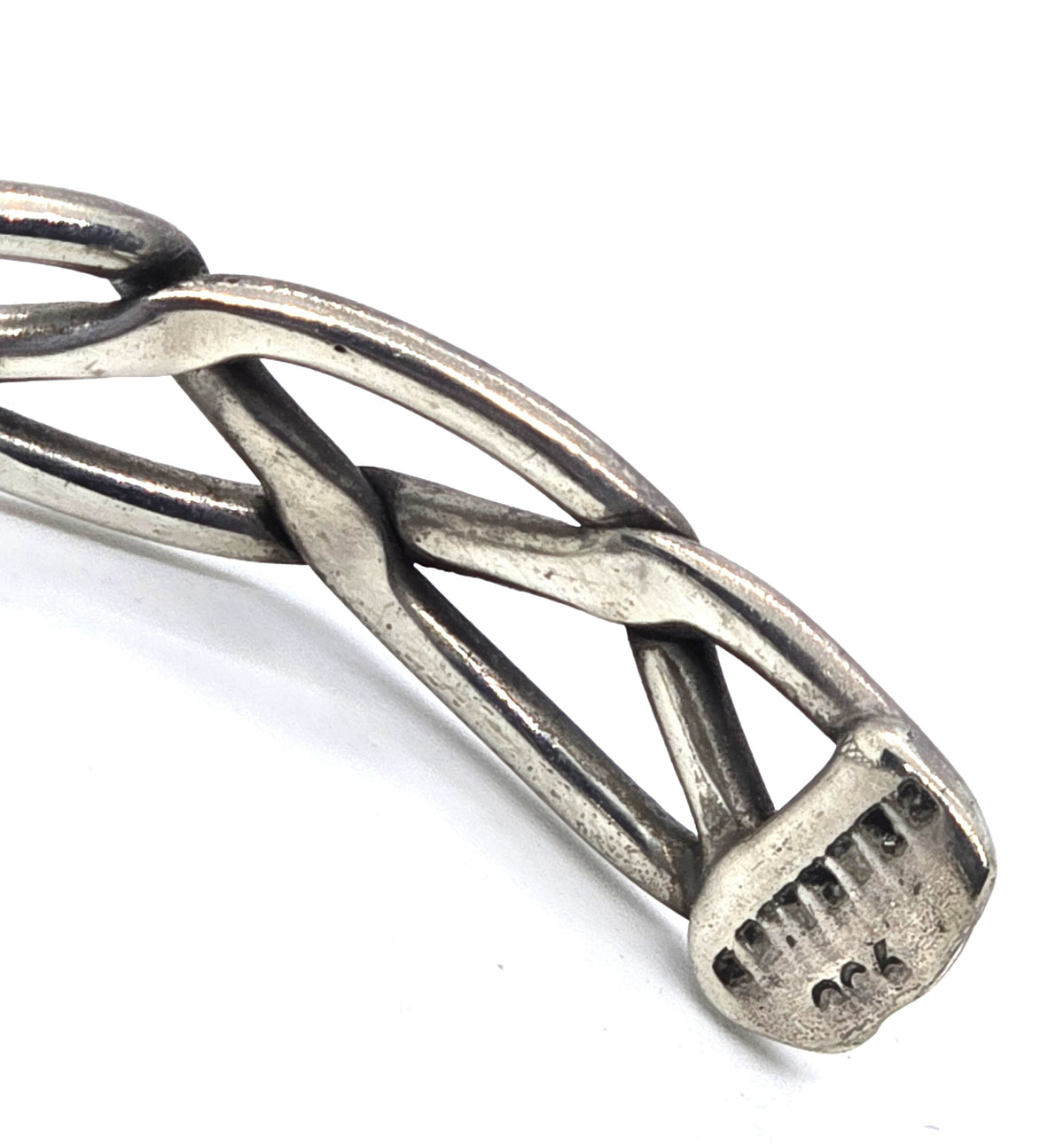 Braided Viking Celtic hammered vintage sterling silver cuff bracelet