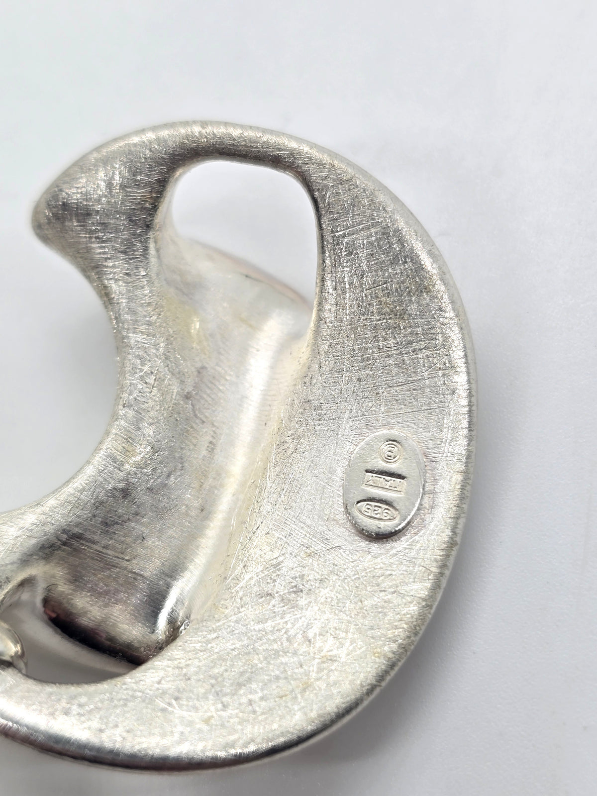 Brushed Sterling Silver Modernist Crescent link  925 Italy Bracelet B