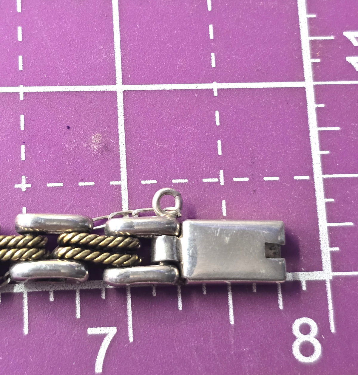Modernist Articulated Bar Link sterling silver brass vintage bracelet