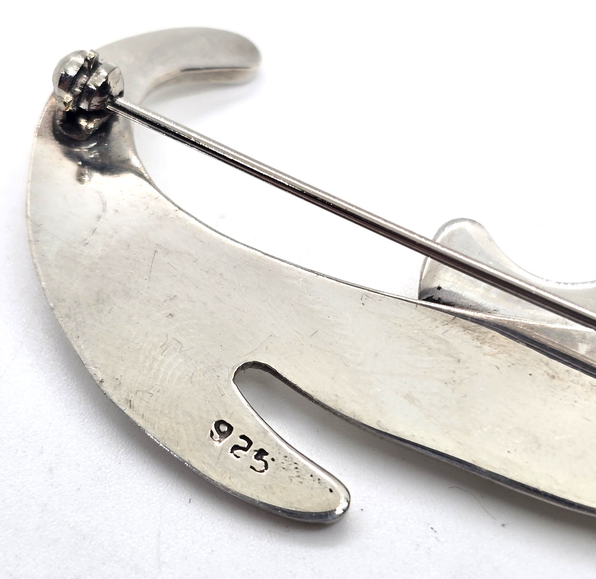 Big Stretch Cat Artisan vintage sterling silver feline cat brooch