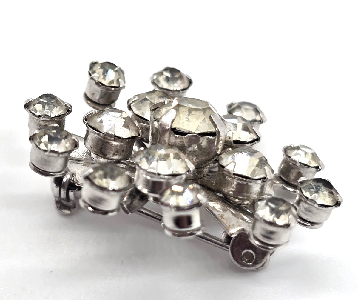 Mid Century Snowflake clear vintage rhinestone MCM atomic scatter brooch